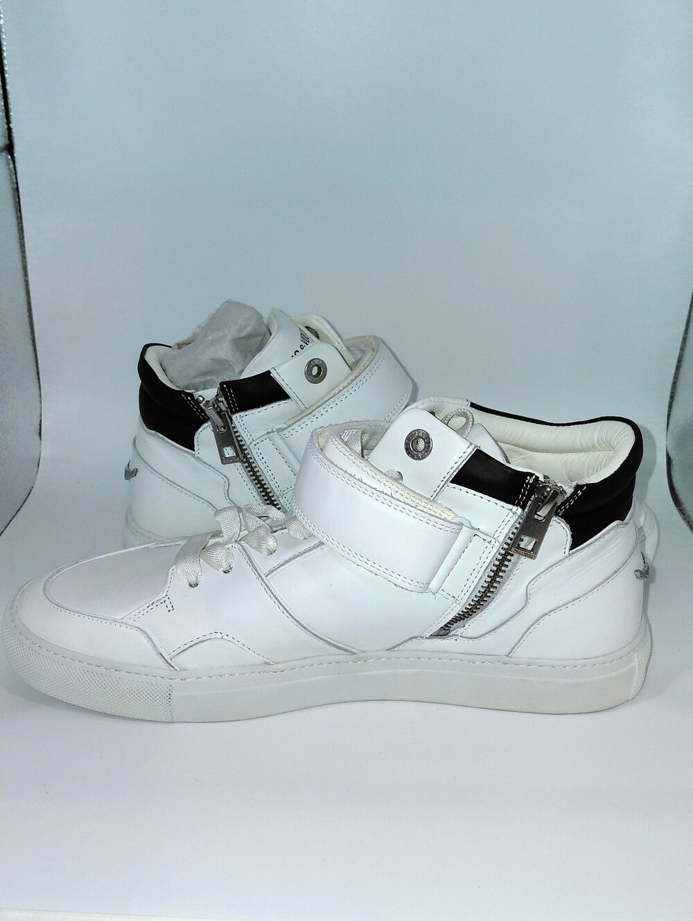 New! Zadig & Voltaire White Leather Mid Flash Sneakers #ZV1747 Size 41 10